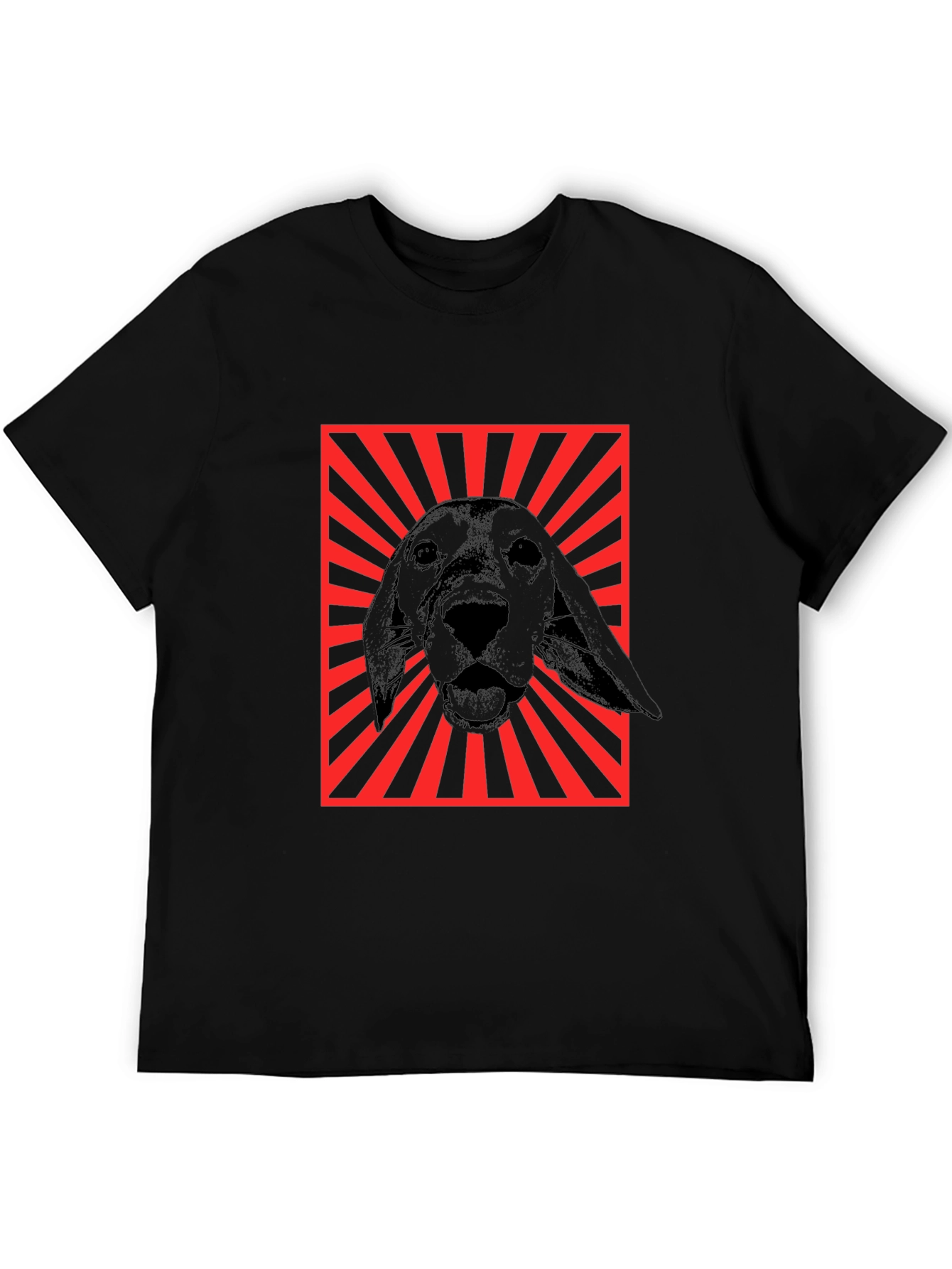 Dog Graphic Tee - Red Rays Black Shirt