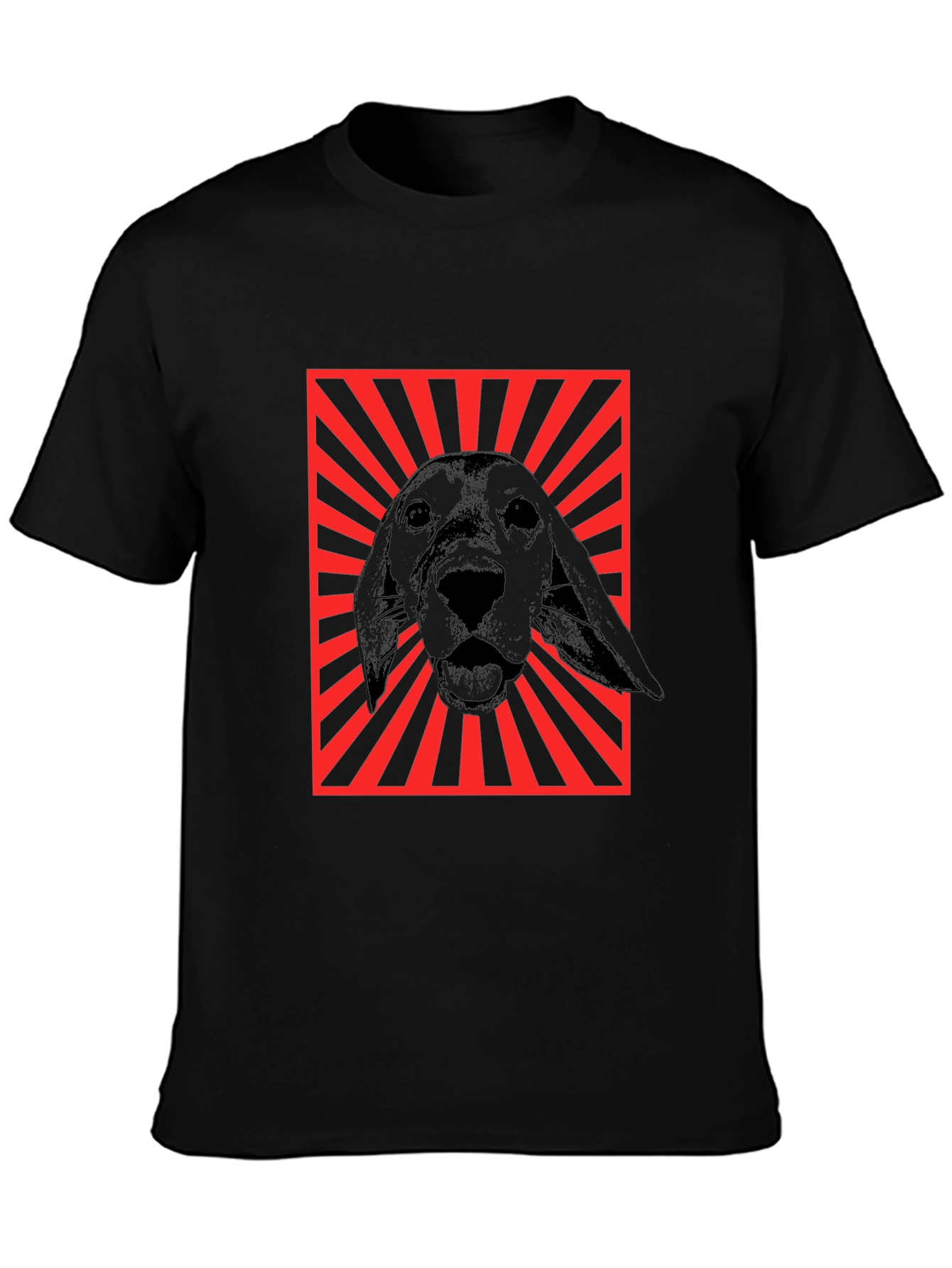 Dog Graphic Tee - Red Rays Black Shirt