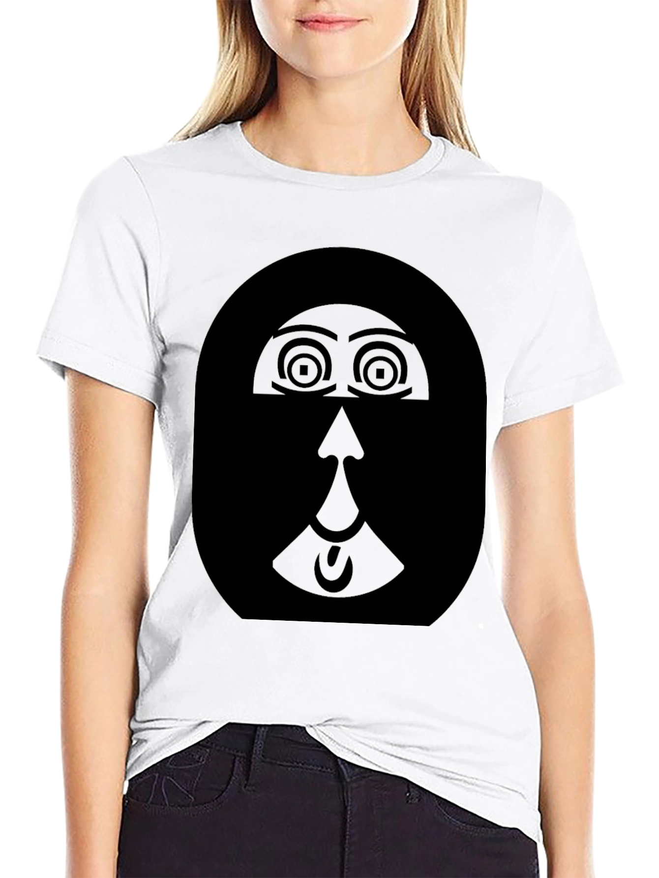 Abstract Face Graphic Black T-Shirt