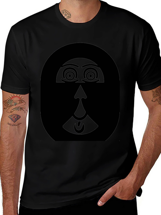 Abstract Face Graphic Black T-Shirt