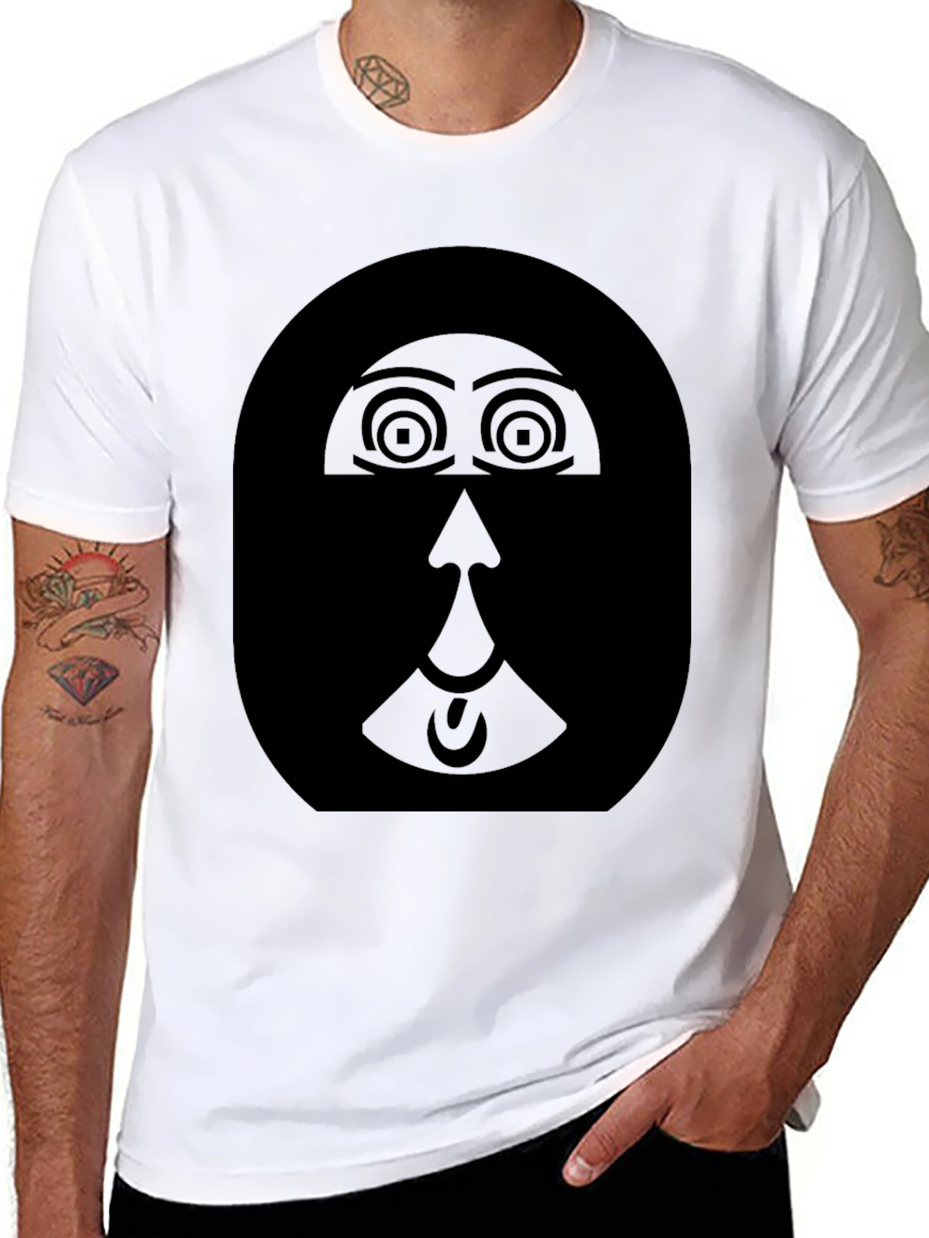 Abstract Face Graphic Black T-Shirt