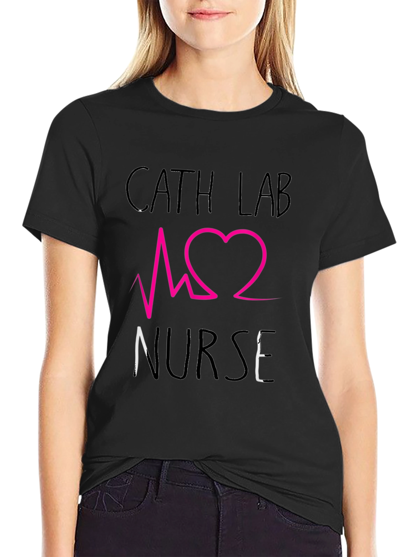 Cath Lab Nurse Graphic Tee - Heartbeat Design