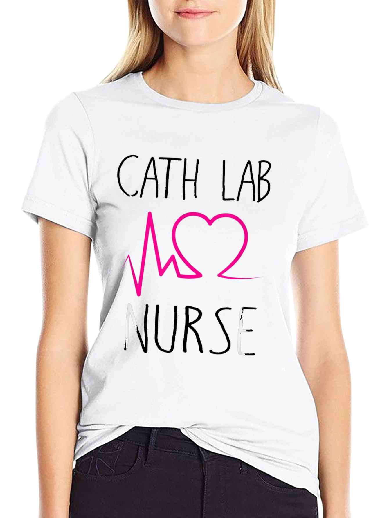 Cath Lab Nurse Graphic Tee - Heartbeat Design