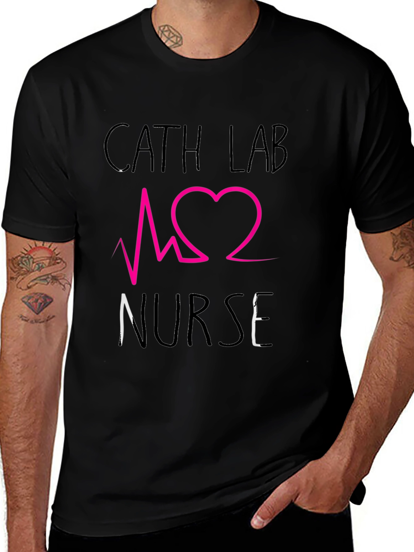 Cath Lab Nurse Graphic Tee - Heartbeat Design