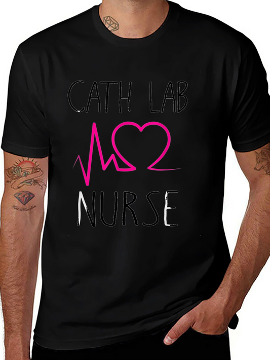 Cath Lab Nurse Graphic Tee - Heartbeat Design