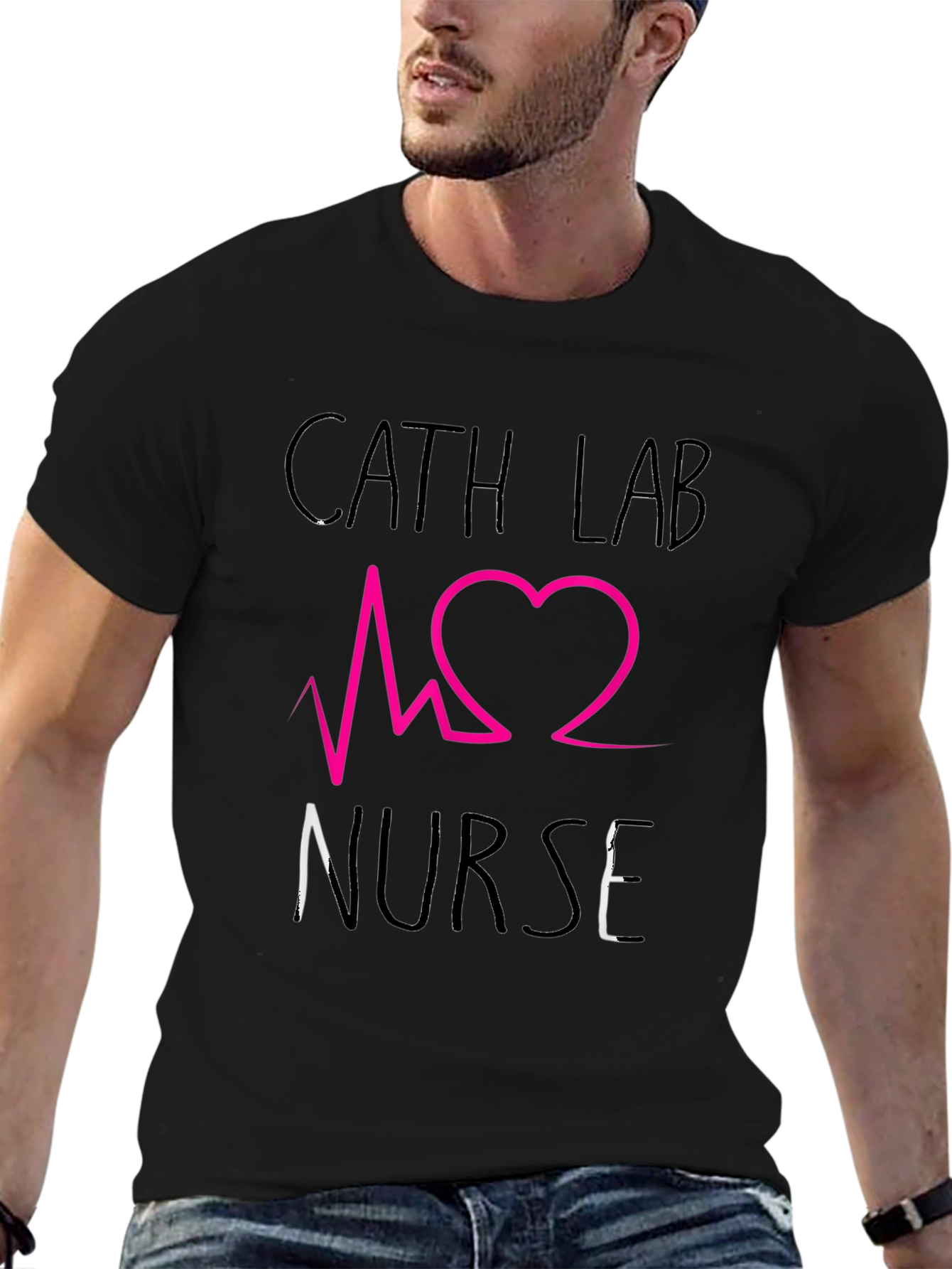 Cath Lab Nurse Graphic Tee - Heartbeat Design