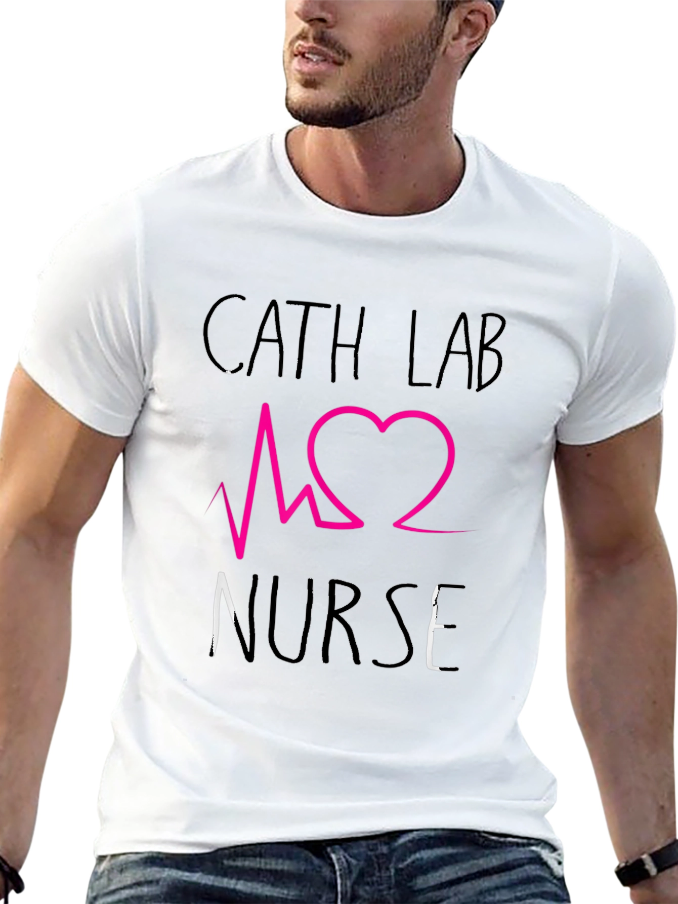 Cath Lab Nurse Graphic Tee - Heartbeat Design