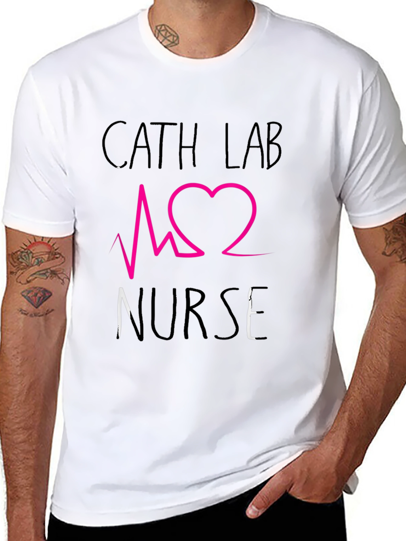 Cath Lab Nurse Graphic Tee - Heartbeat Design