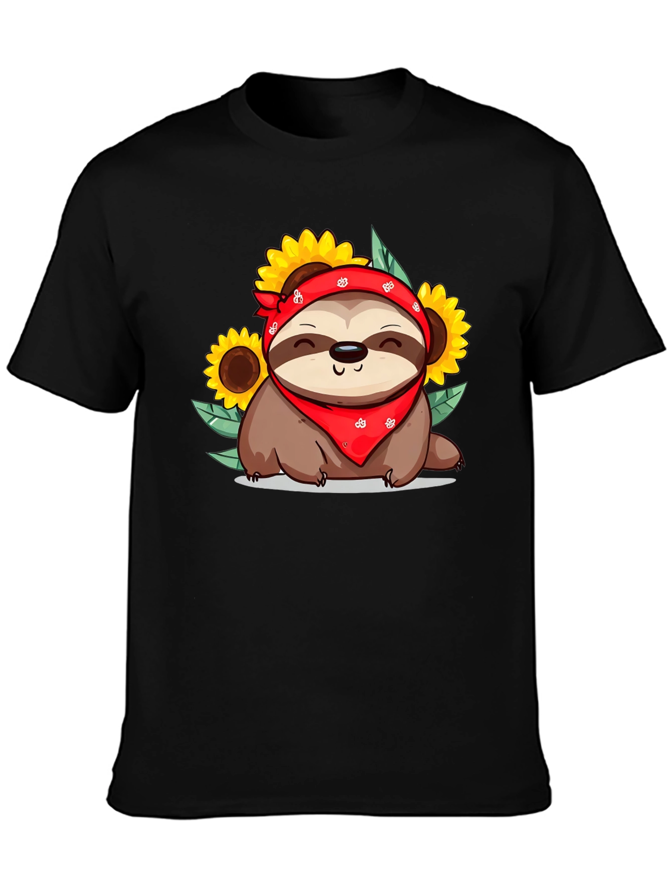 Sloth Sunflower Graphic Tee - Cute Animal Print