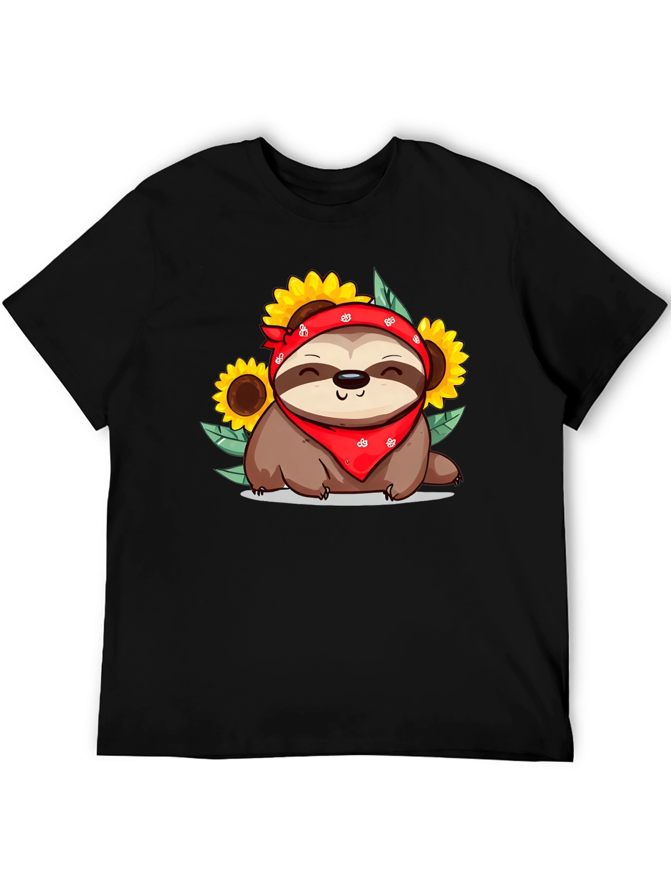 Sloth Sunflower Graphic Tee - Cute Animal Print