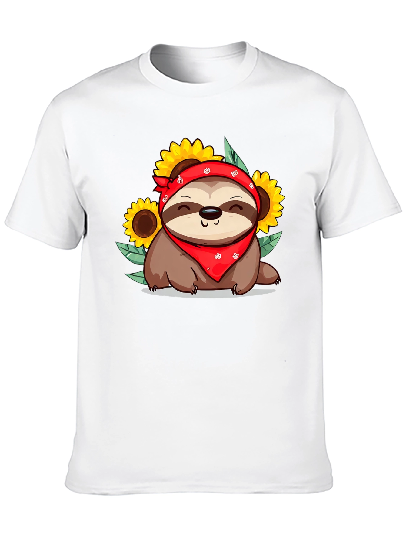 Sloth Sunflower Graphic Tee - Cute Animal Print