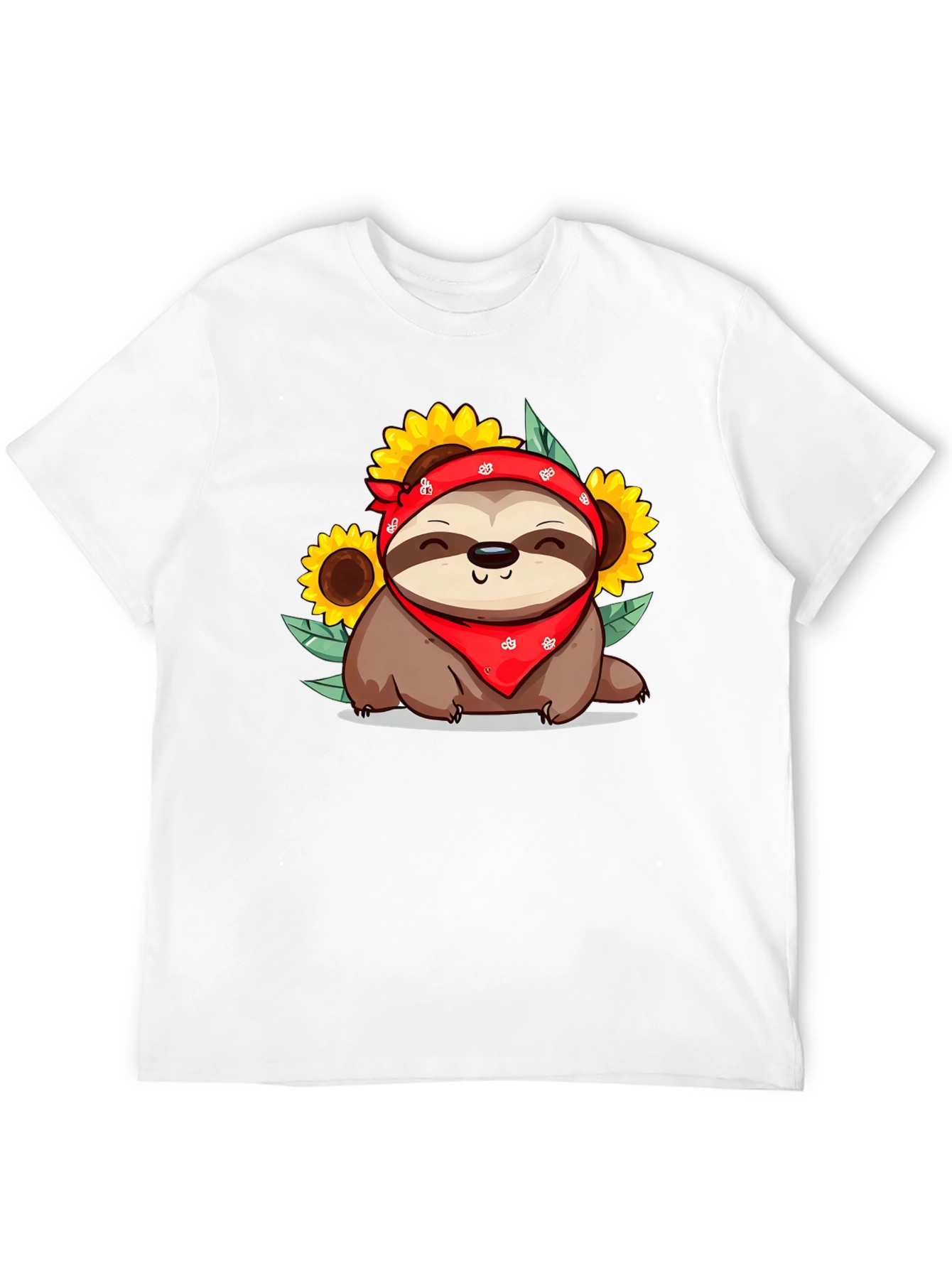 Sloth Sunflower Graphic Tee - Cute Animal Print