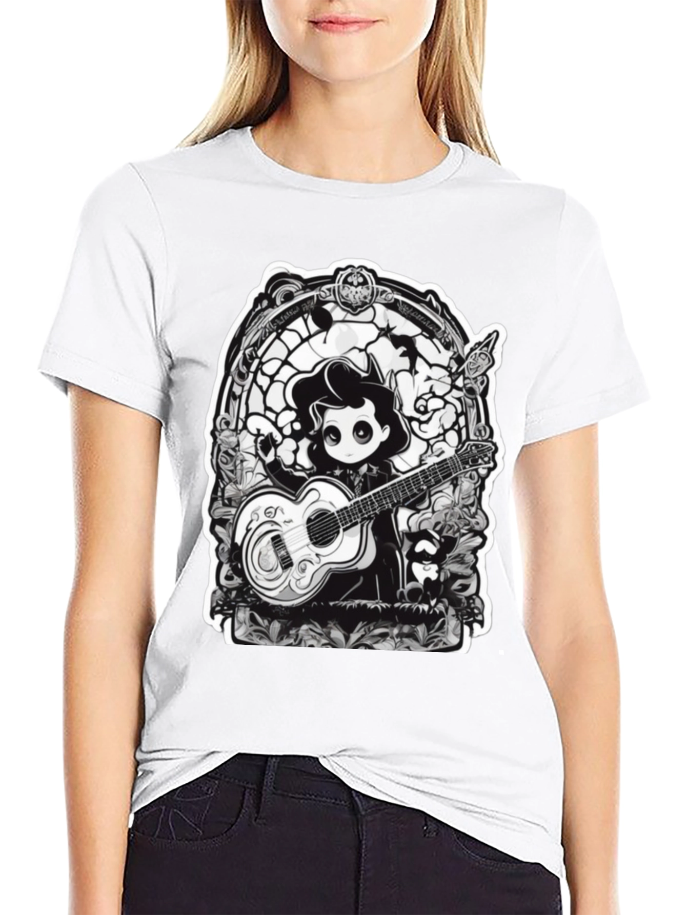 Gothic Musician Tee - Guitarist Graphic T-Shirt