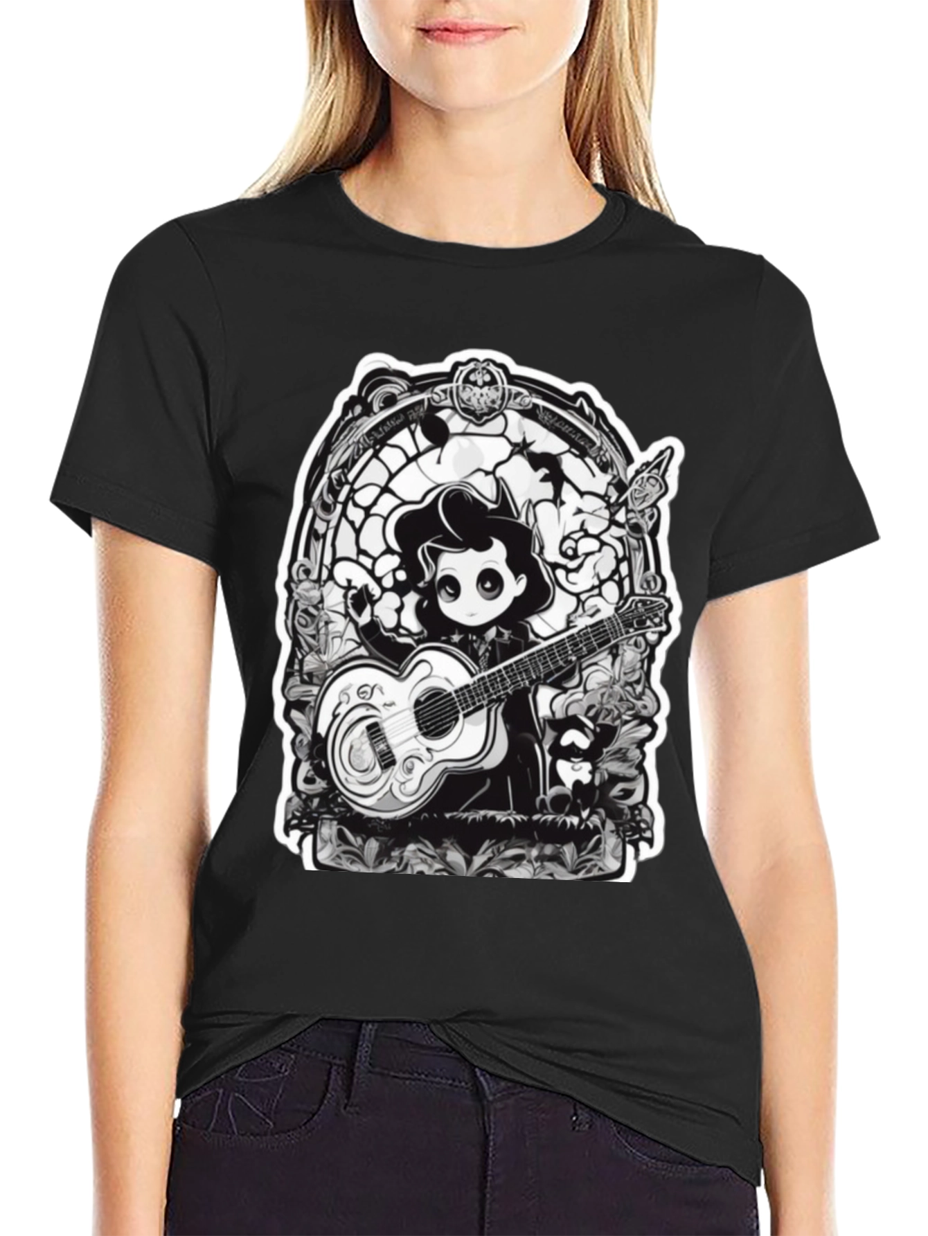 Gothic Musician Tee - Guitarist Graphic T-Shirt