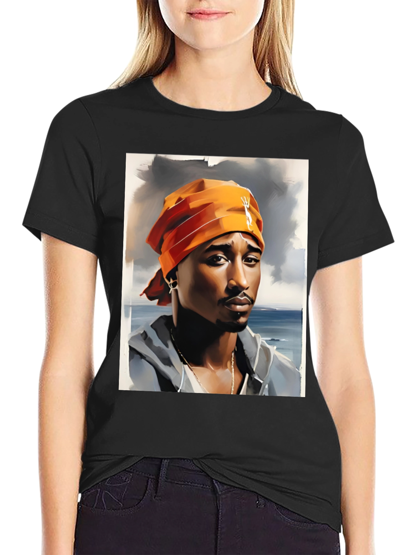Tupac Graphic Print T-Shirt - Classic Hip Hop Style