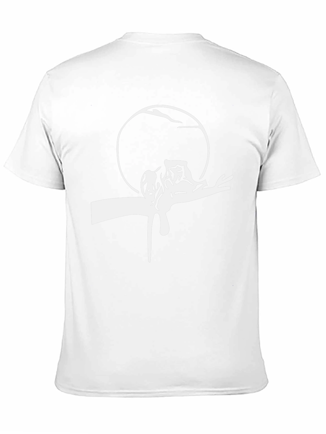 Mens Black Tee with White Surrealist Graphic
