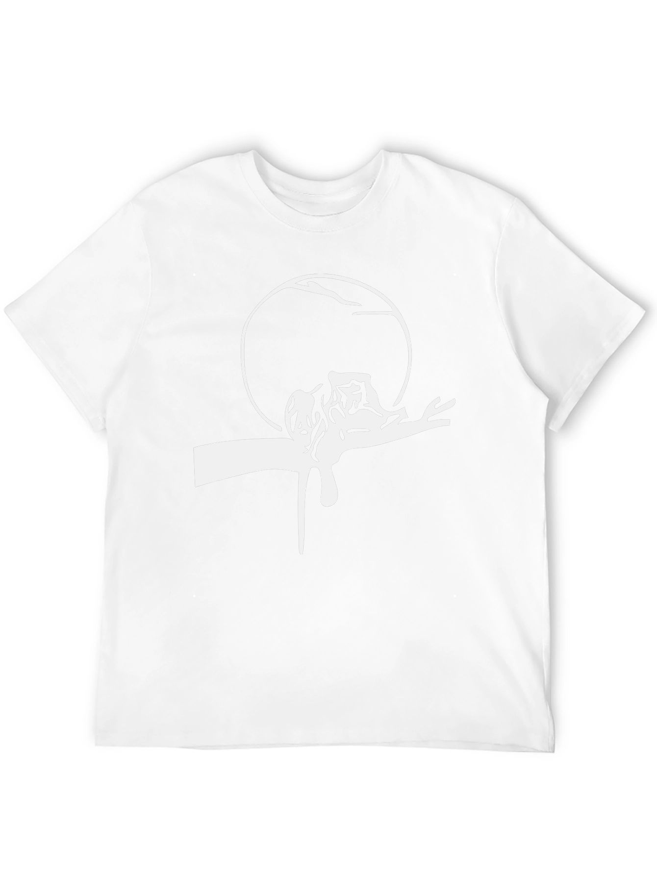 Mens Black Tee with White Surrealist Graphic