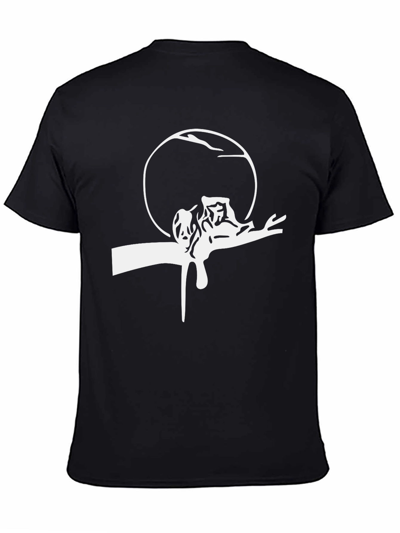 Mens Black Tee with White Surrealist Graphic