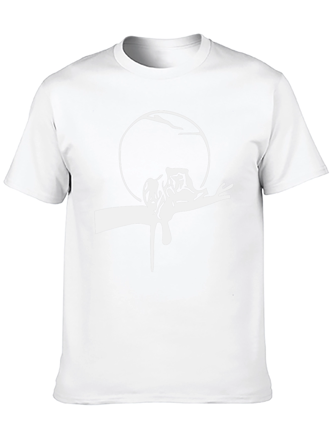 Mens Black Tee with White Surrealist Graphic
