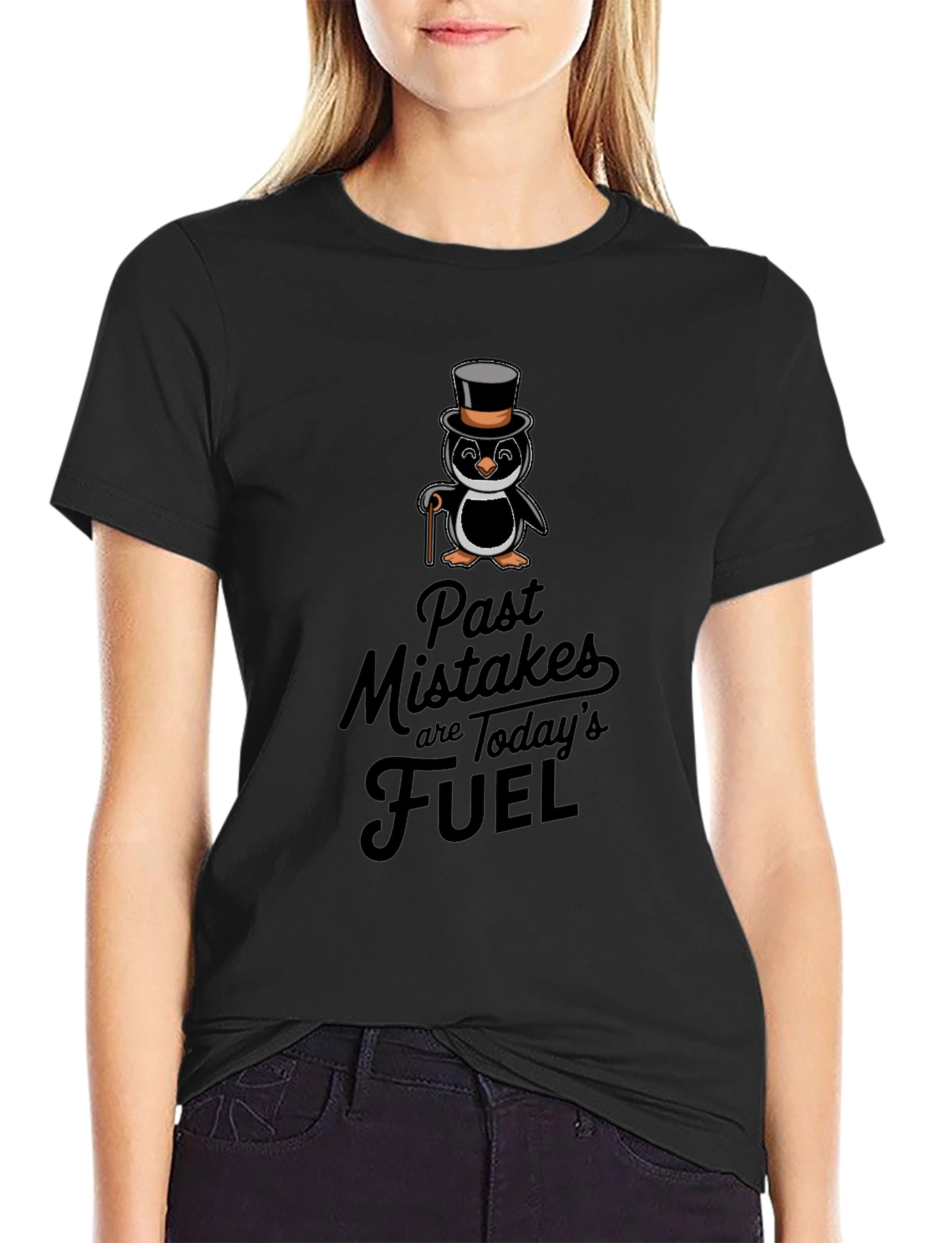Penguin Top Hat T-Shirt - Past Mistakes Fuel
