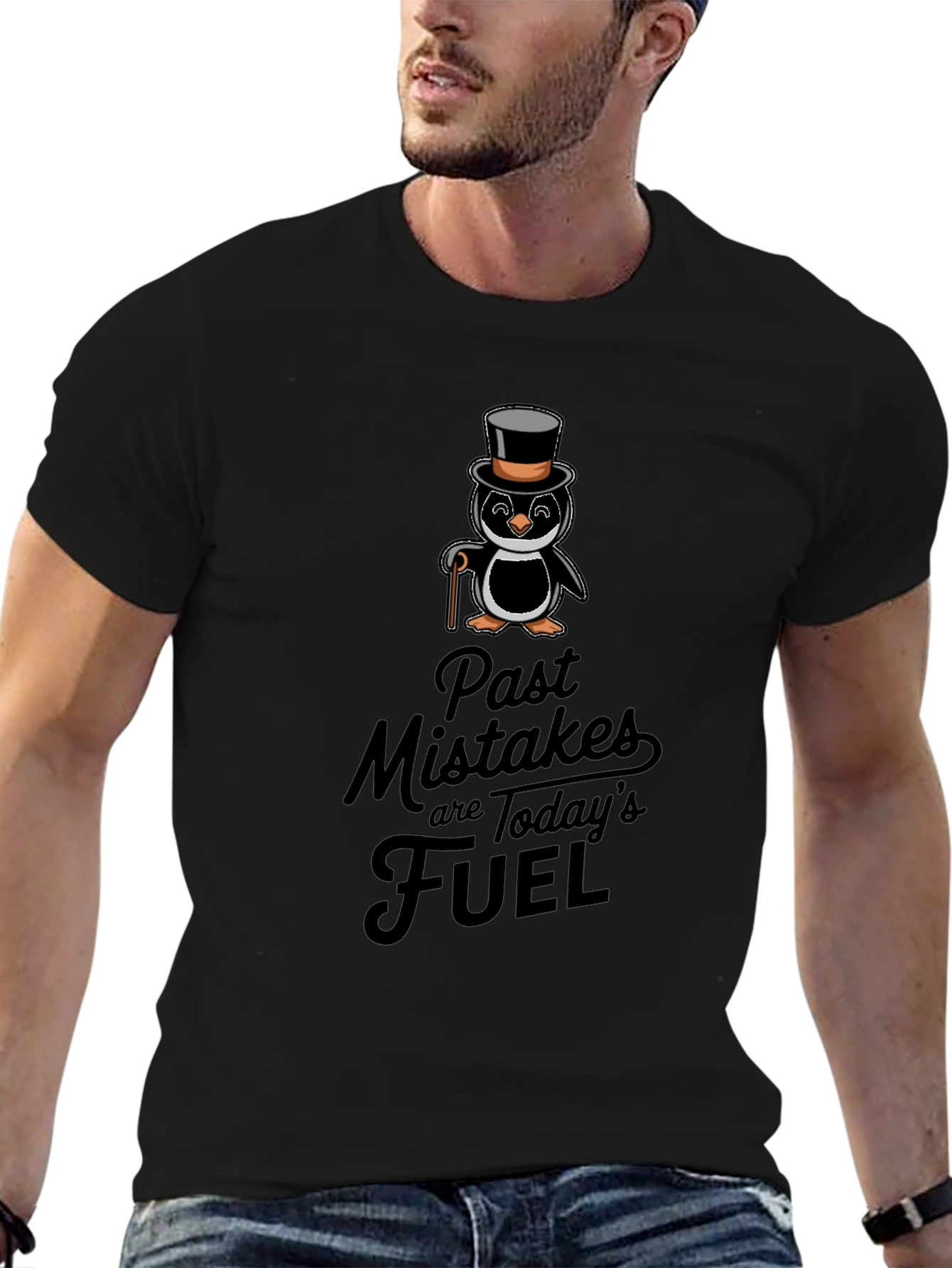 Penguin Top Hat T-Shirt - Past Mistakes Fuel