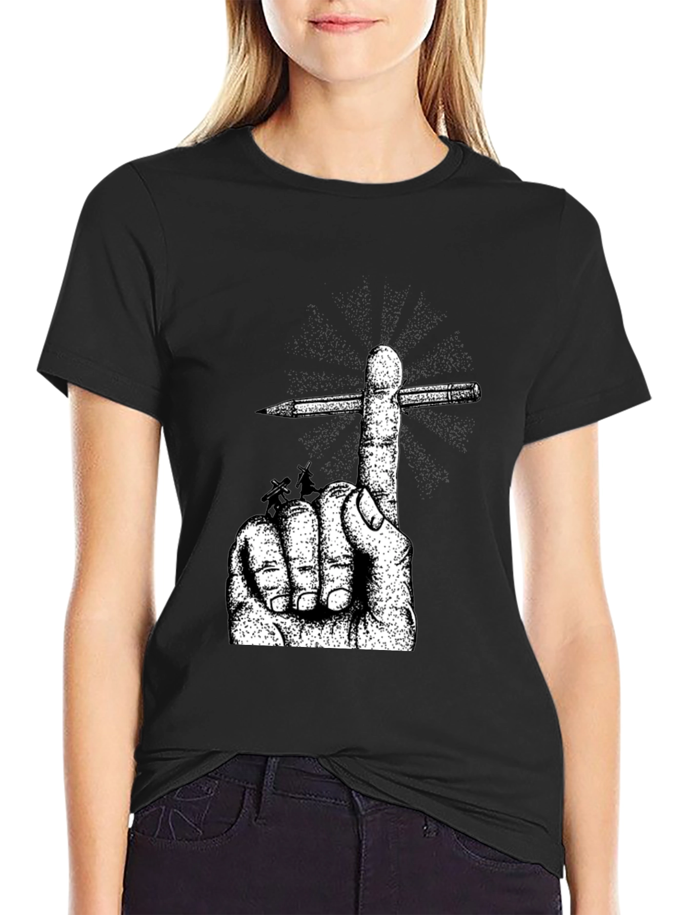 Hand & Pencil Graphic T-Shirt