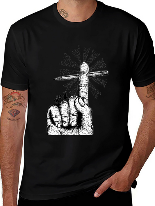 Hand & Pencil Graphic T-Shirt
