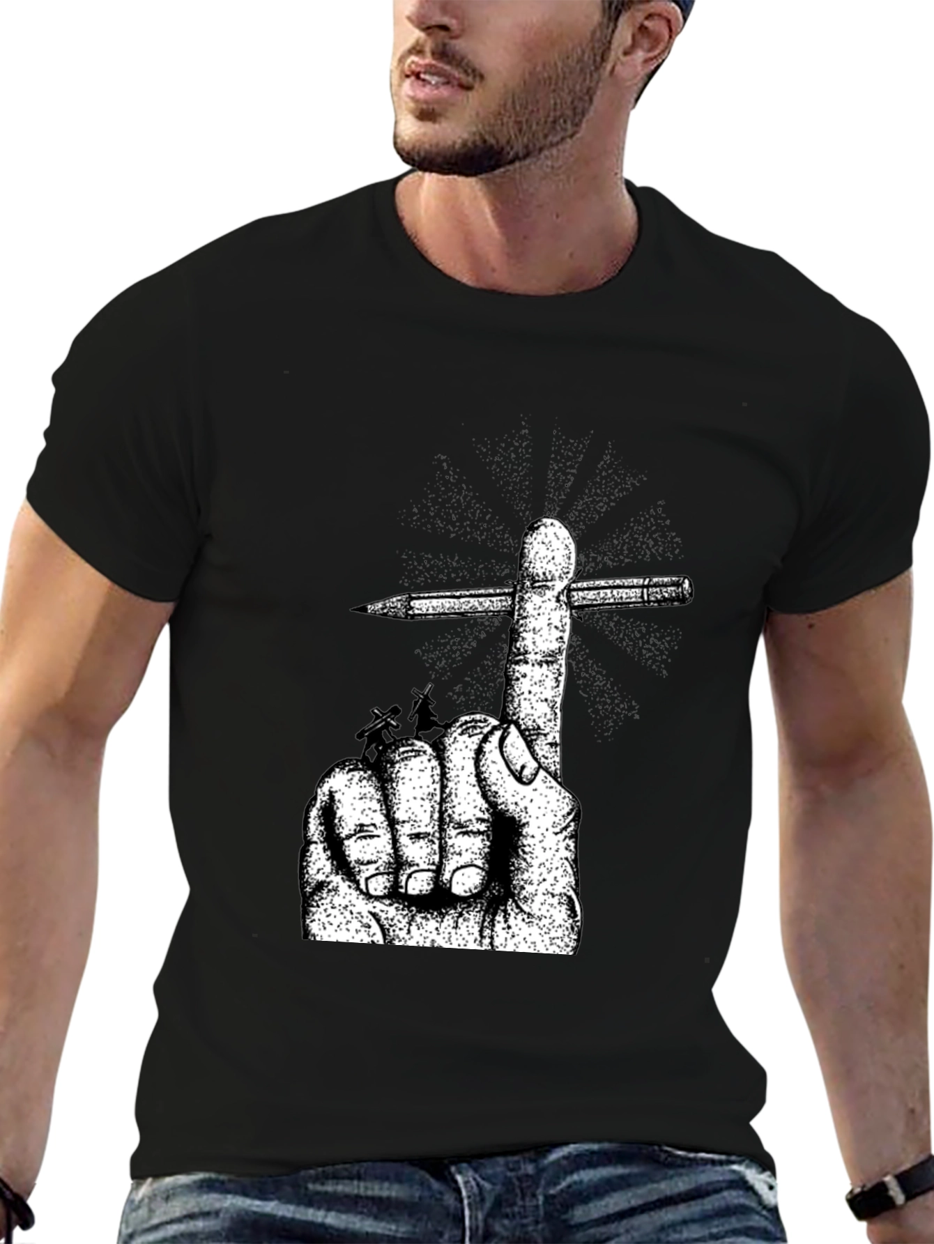 Hand & Pencil Graphic T-Shirt