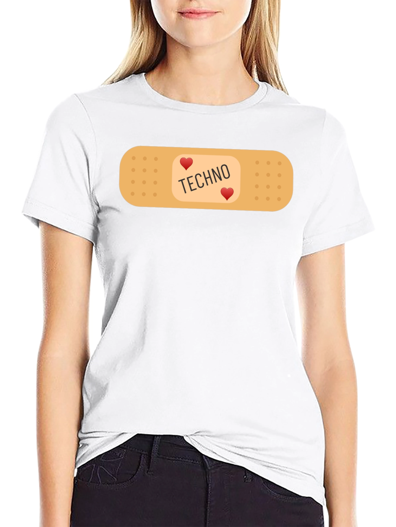 Techno Heart Band-Aid T-Shirt - Music Lover Tee
