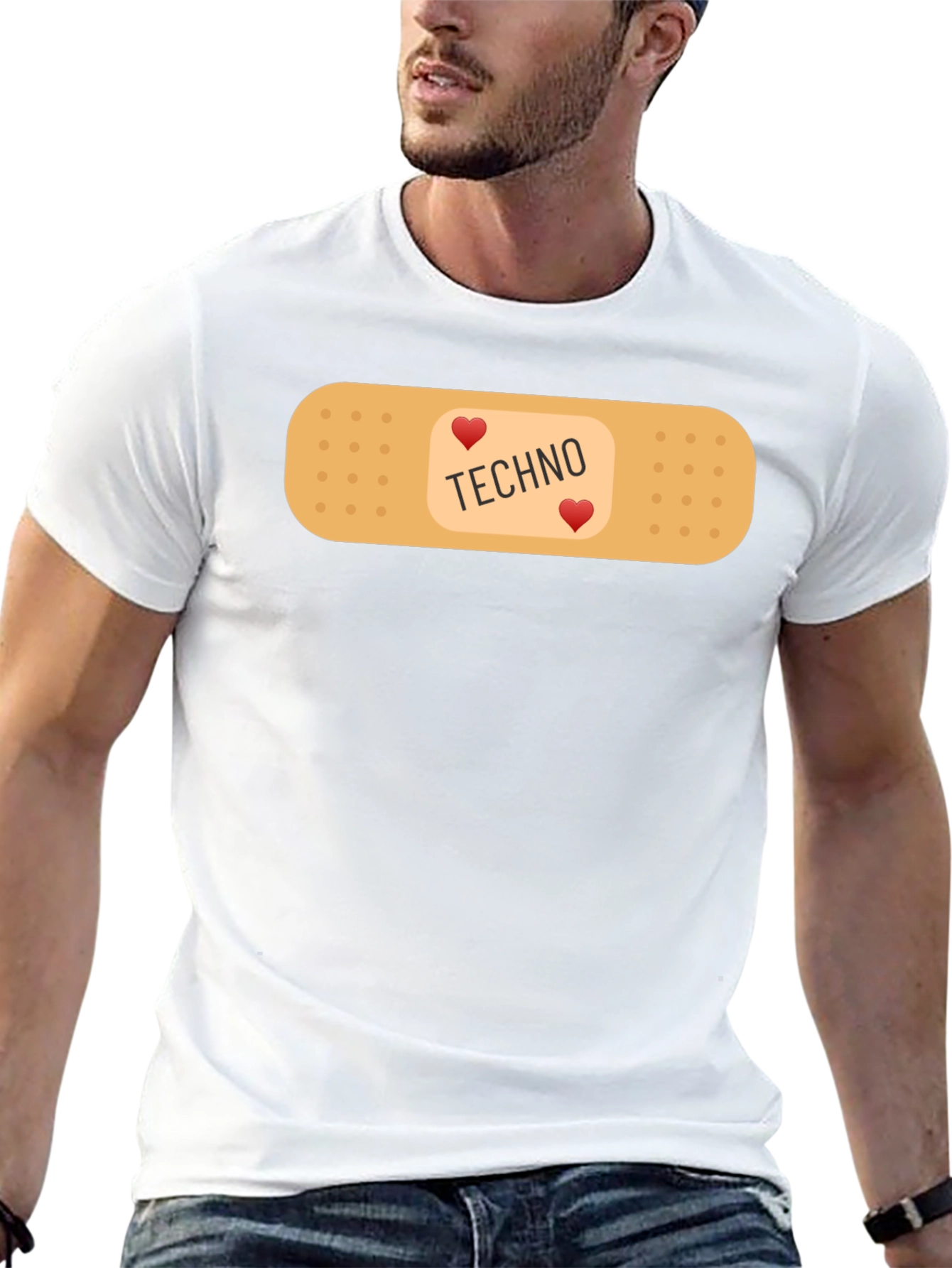 Techno Heart Band-Aid T-Shirt - Music Lover Tee