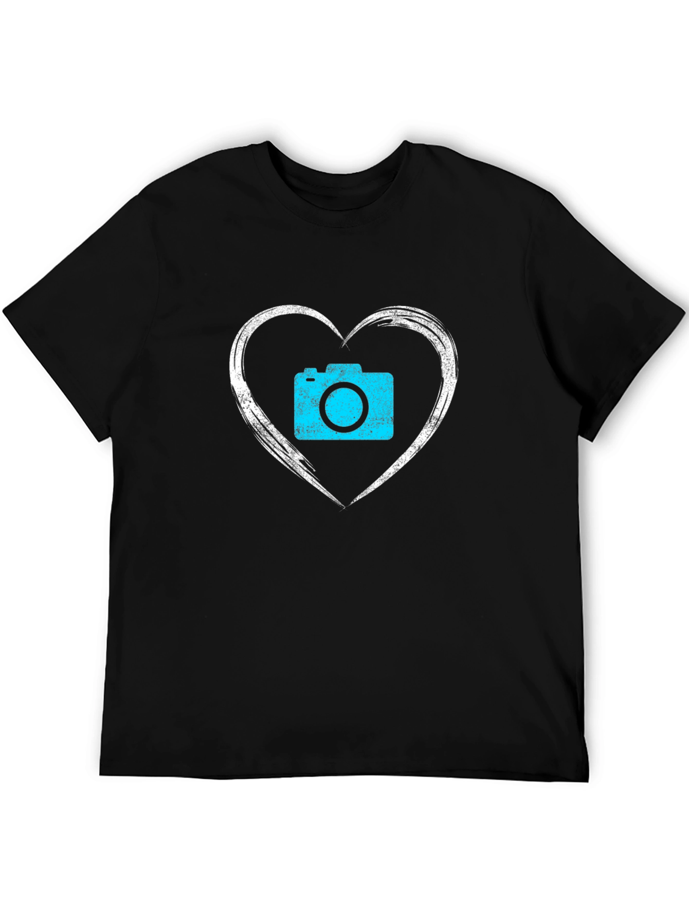 Camera Heart Graphic Black T-Shirt