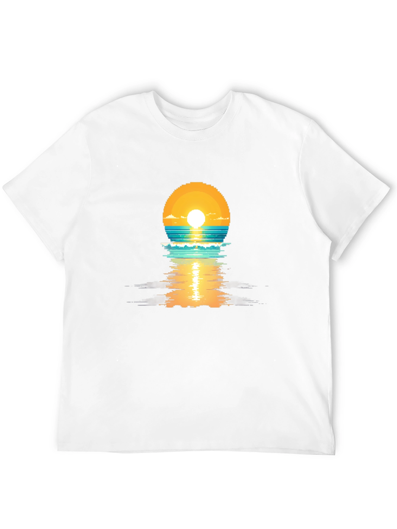 Pixel Sunset Graphic Tee - Black Cotton T-Shirt