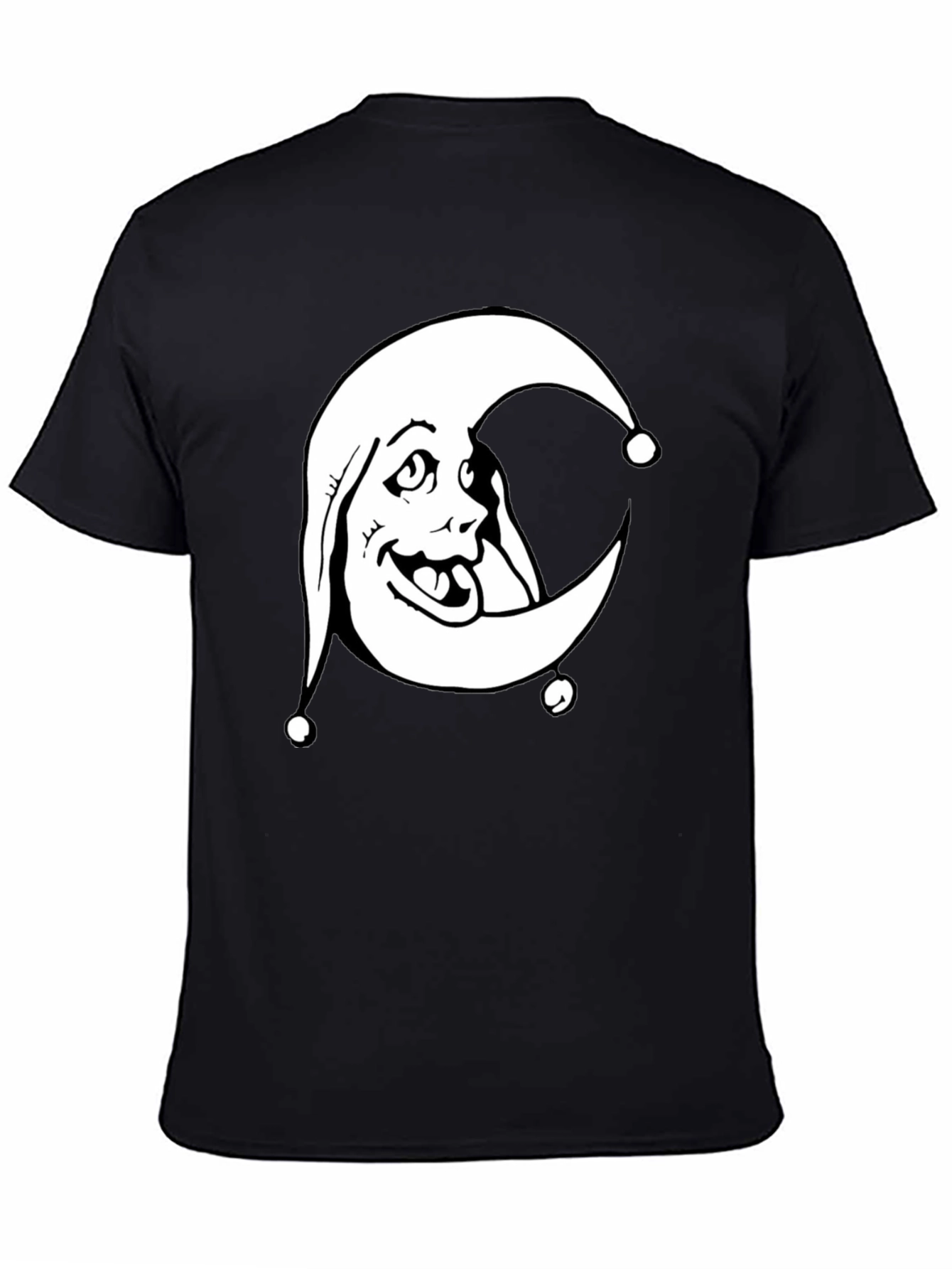 Moon Jester Graphic Tee - Black Cotton Shirt
