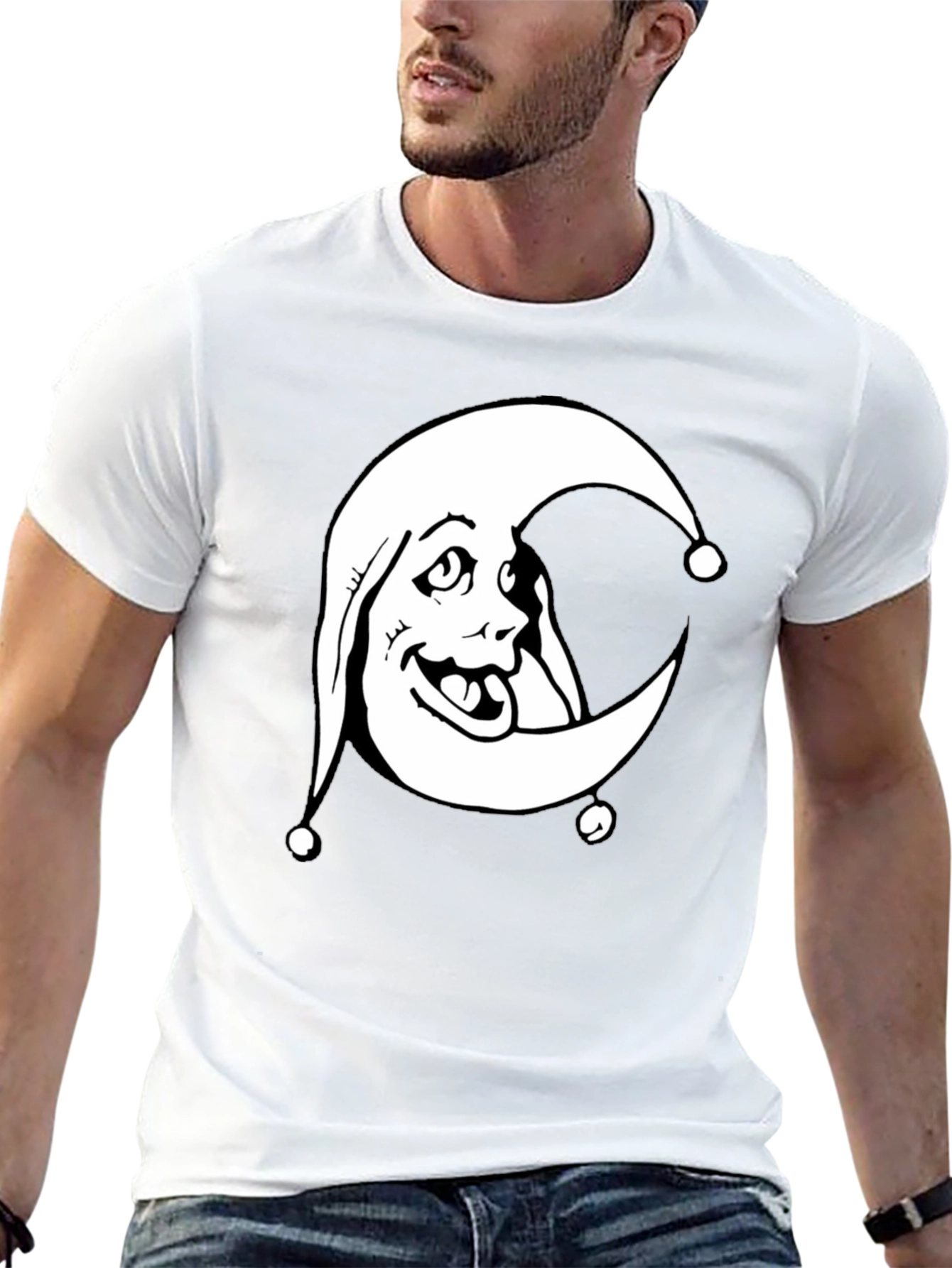 Moon Jester Graphic Tee - Black Cotton Shirt