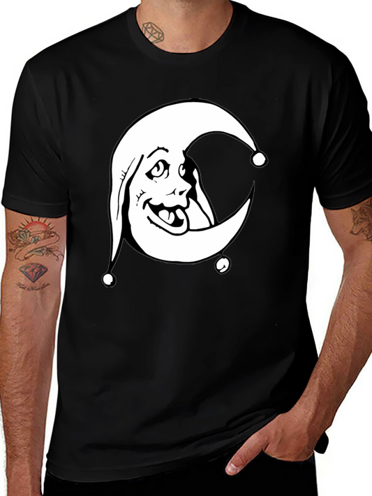 Moon Jester Graphic Tee - Black Cotton Shirt