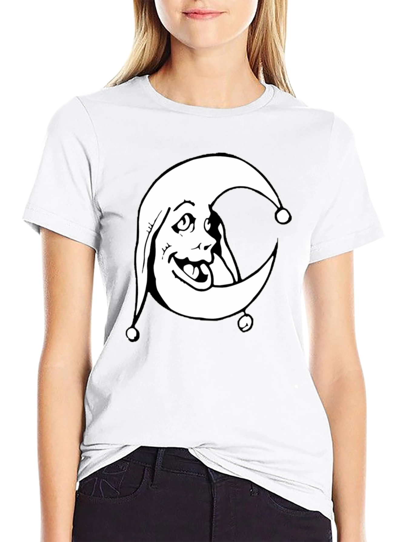 Moon Jester Graphic Tee - Black Cotton Shirt