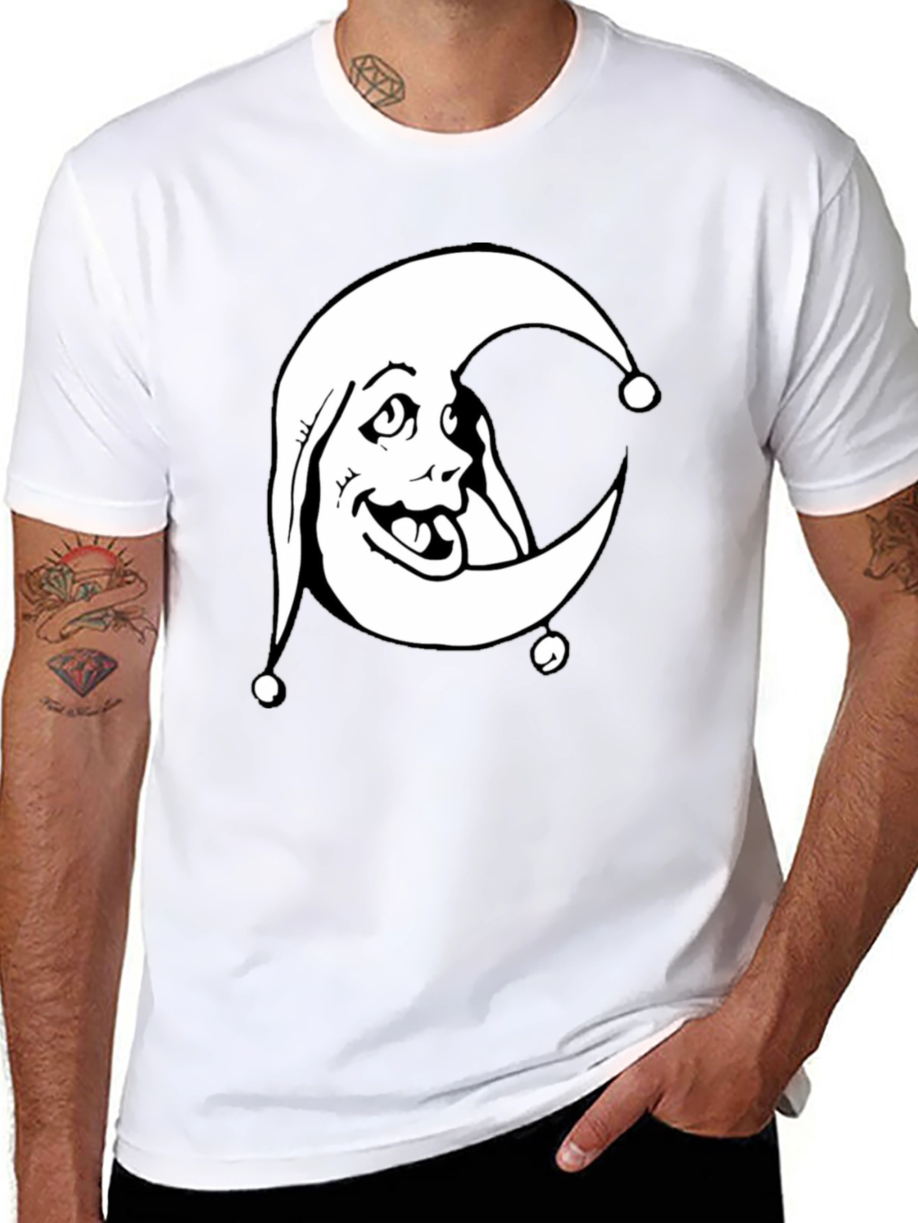 Moon Jester Graphic Tee - Black Cotton Shirt