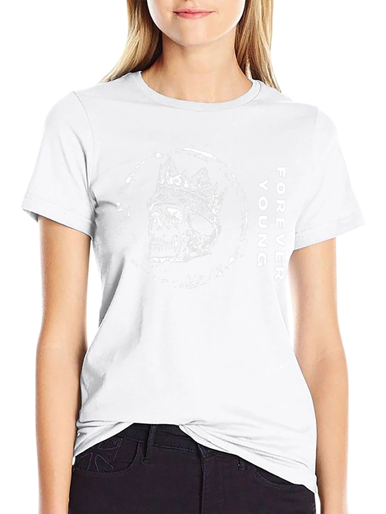 Forever Young Crowned Skull Graphic Tee
