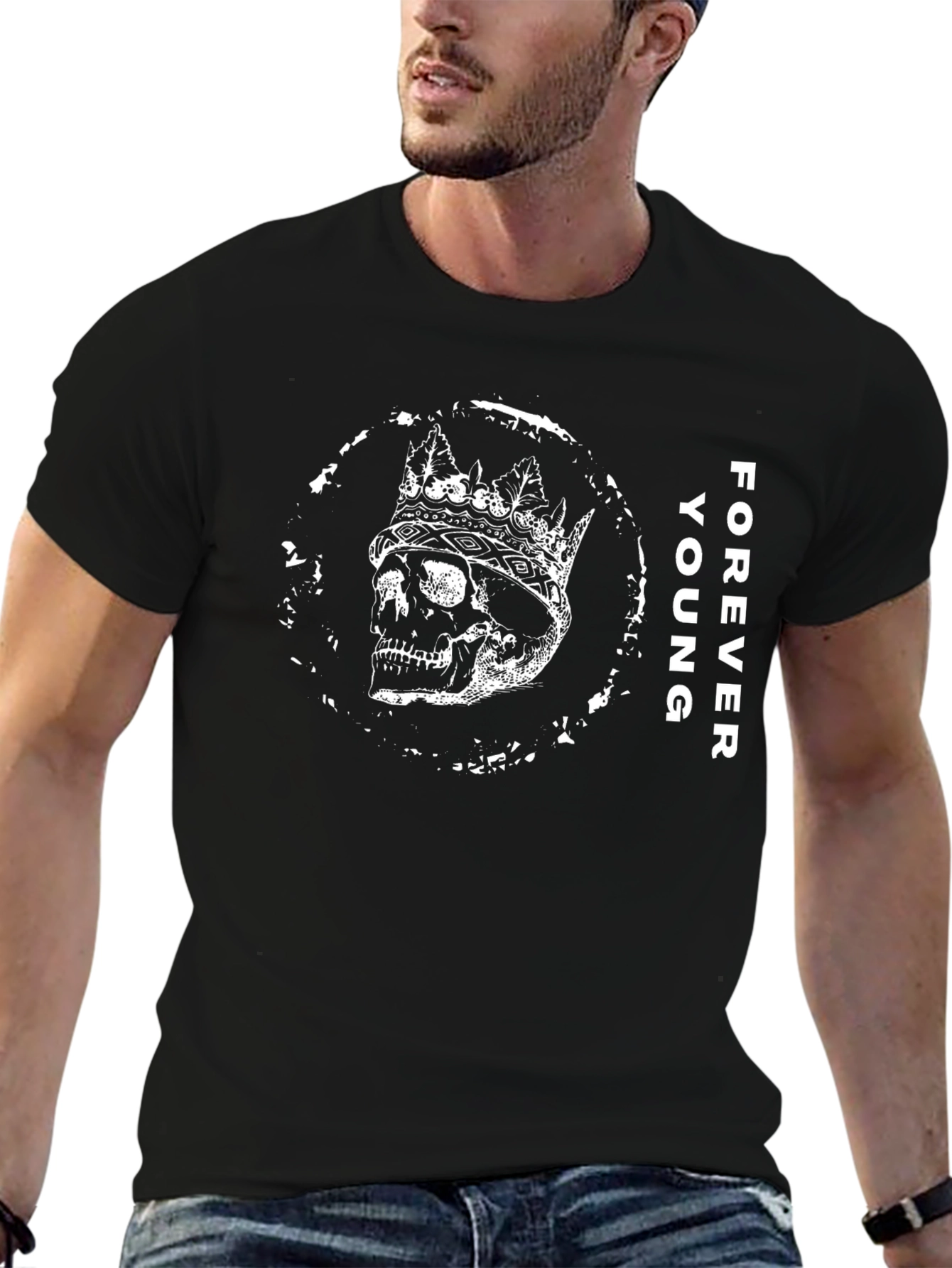 Forever Young Crowned Skull Graphic Tee