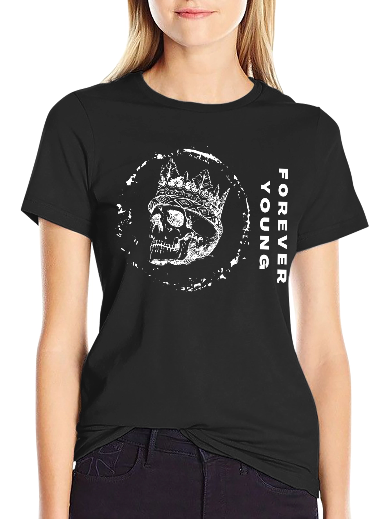 Forever Young Crowned Skull Graphic Tee
