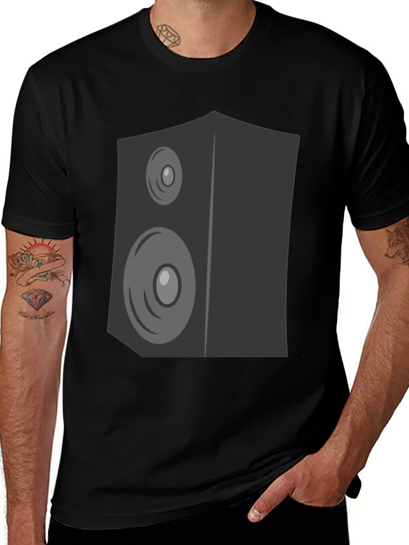 Speaker Graphic Print Black T-Shirt