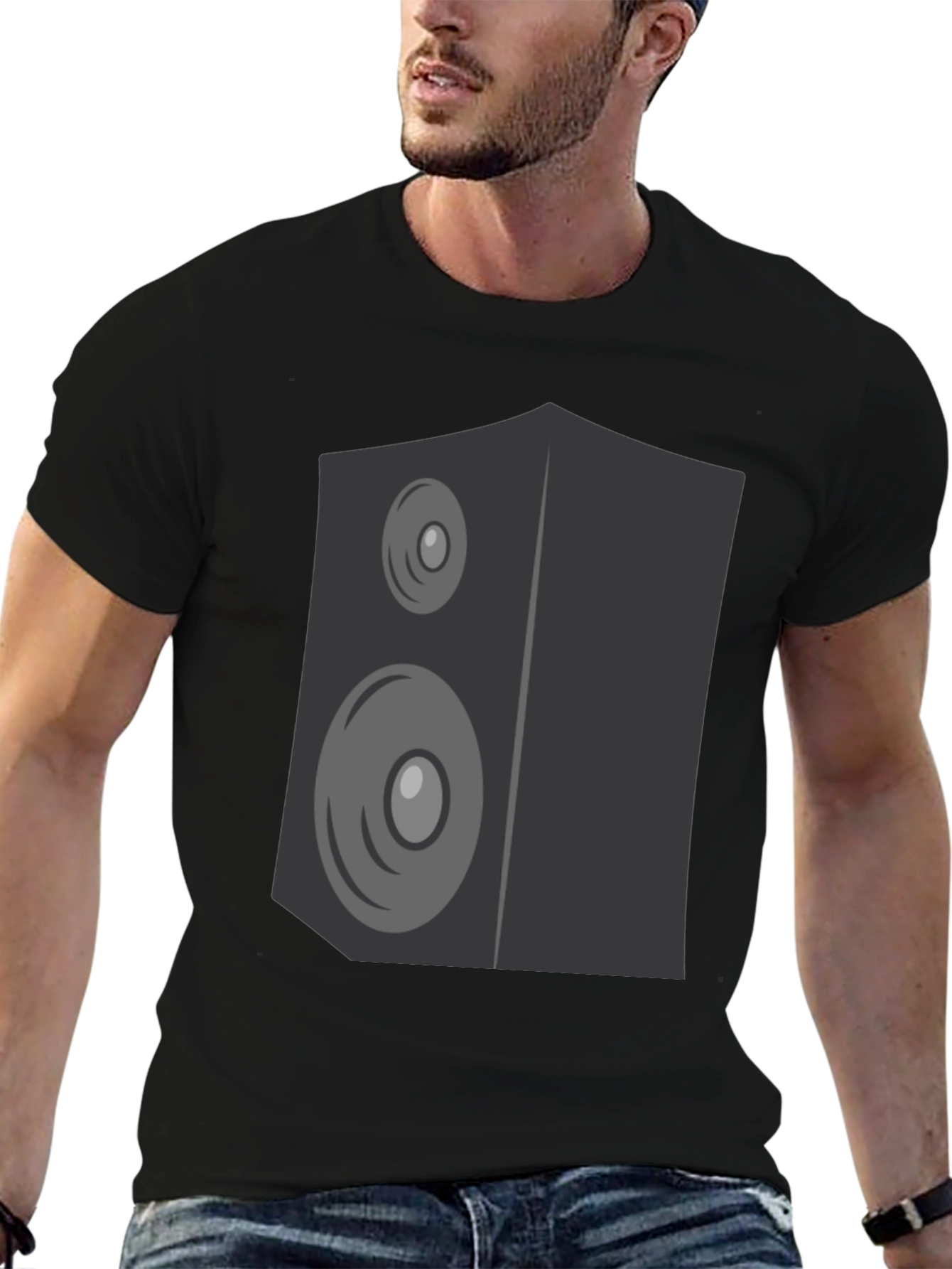 Speaker Graphic Print Black T-Shirt