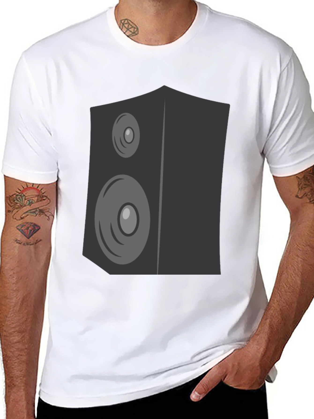 Speaker Graphic Print Black T-Shirt