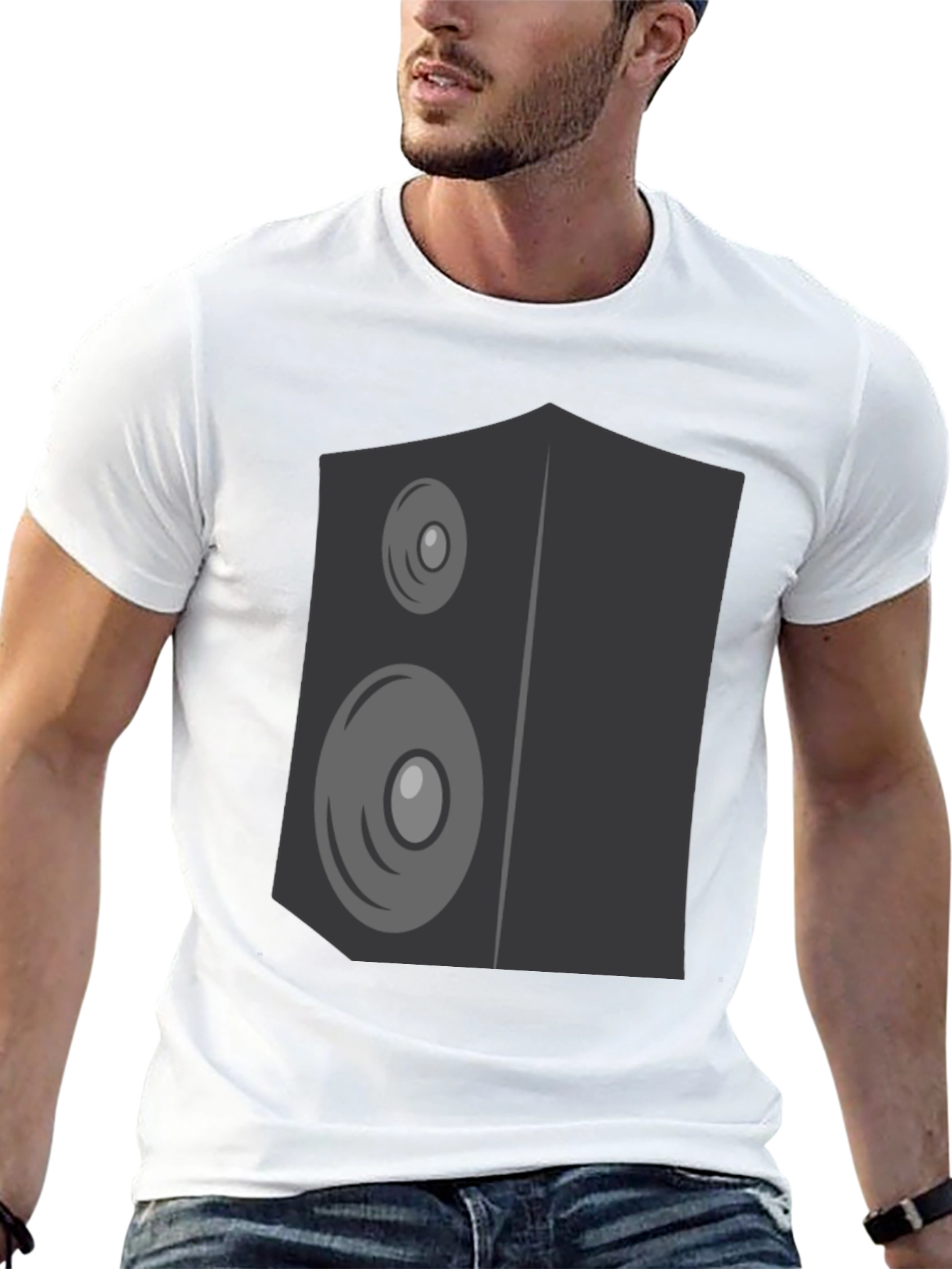 Speaker Graphic Print Black T-Shirt