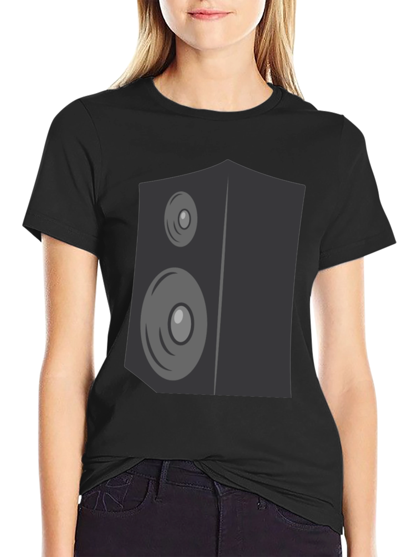 Speaker Graphic Print Black T-Shirt