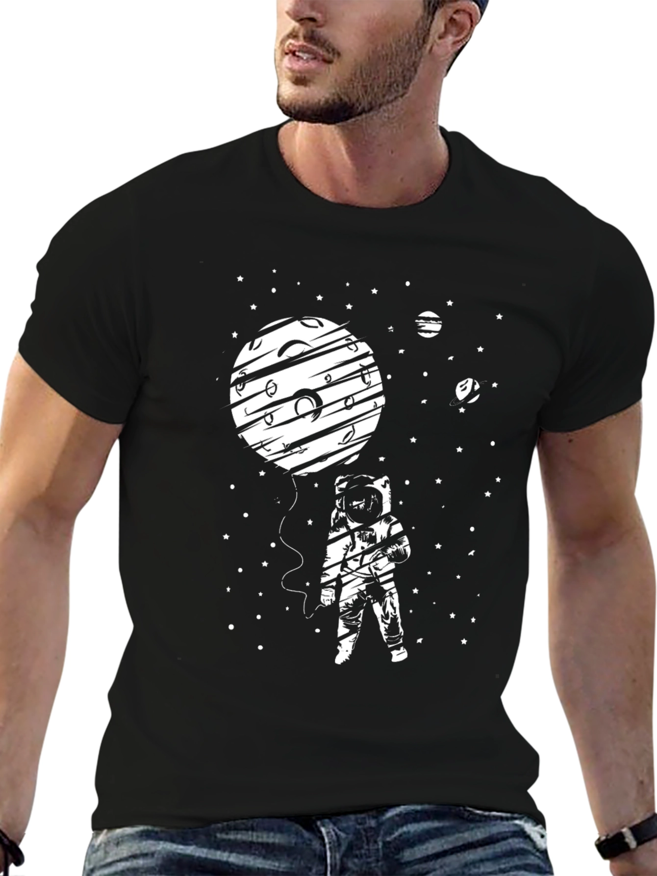 Astronaut Moon Balloon T-Shirt - Space Graphic Tee