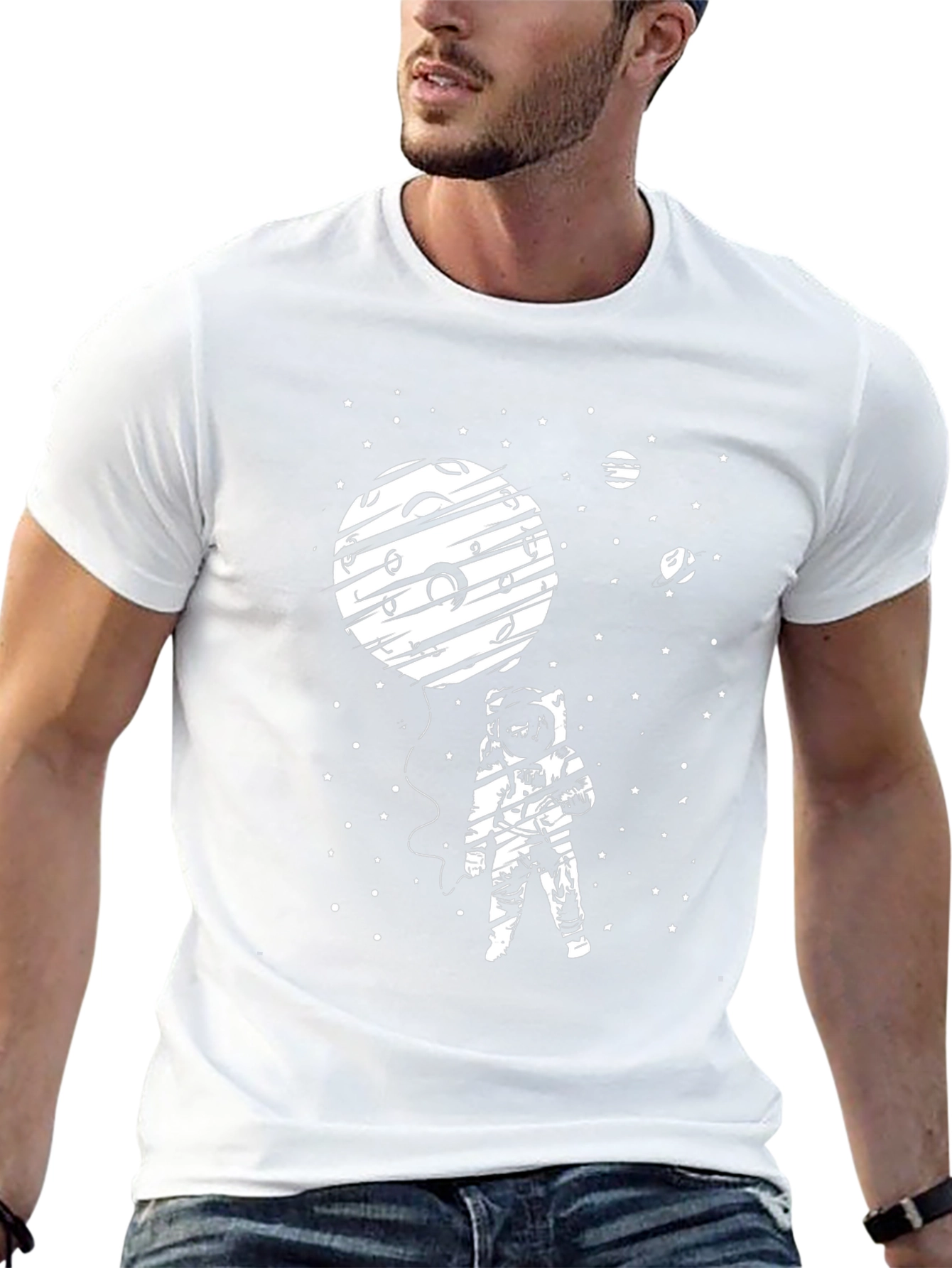 Astronaut Moon Balloon T-Shirt - Space Graphic Tee