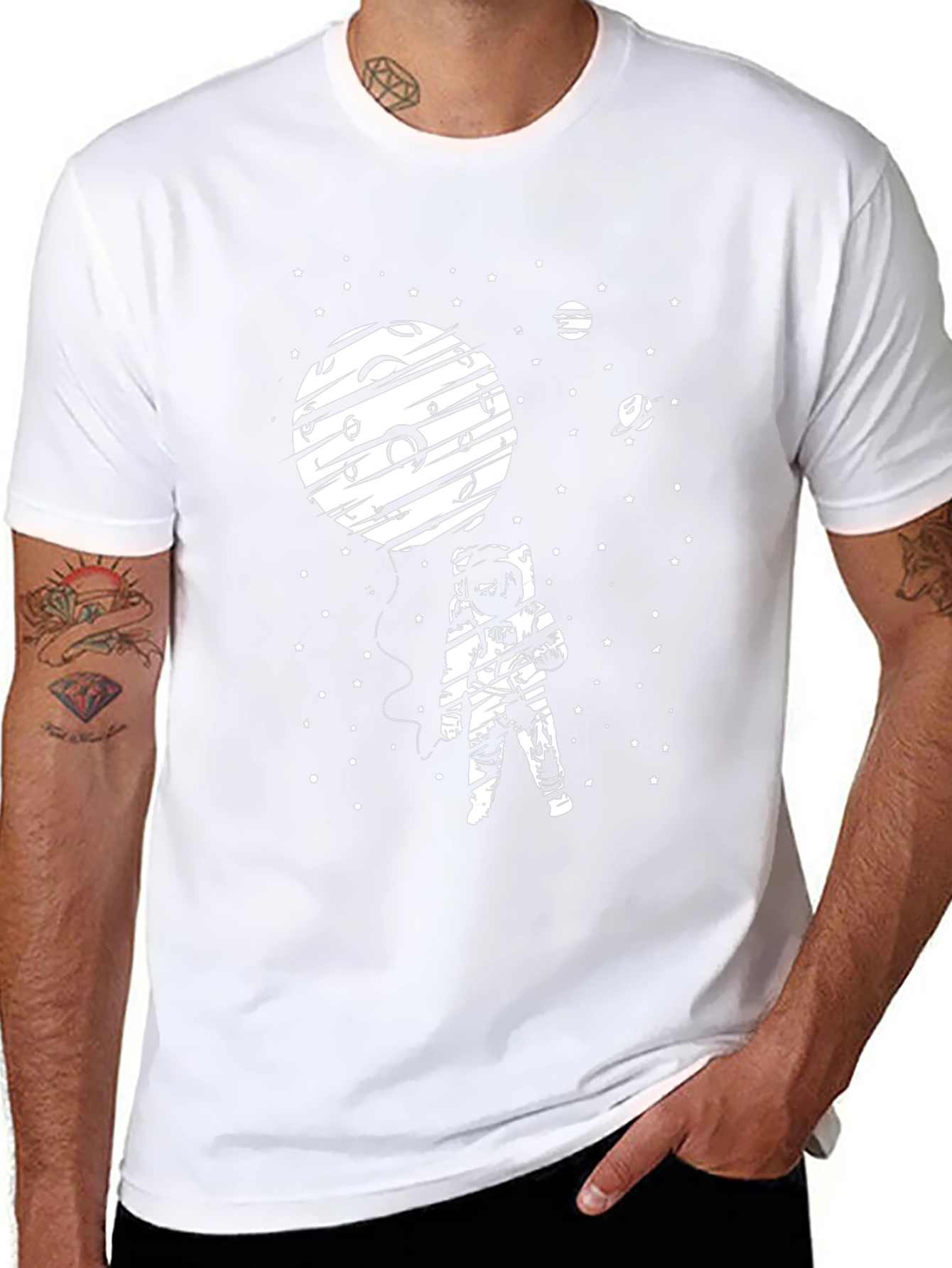 Astronaut Moon Balloon T-Shirt - Space Graphic Tee