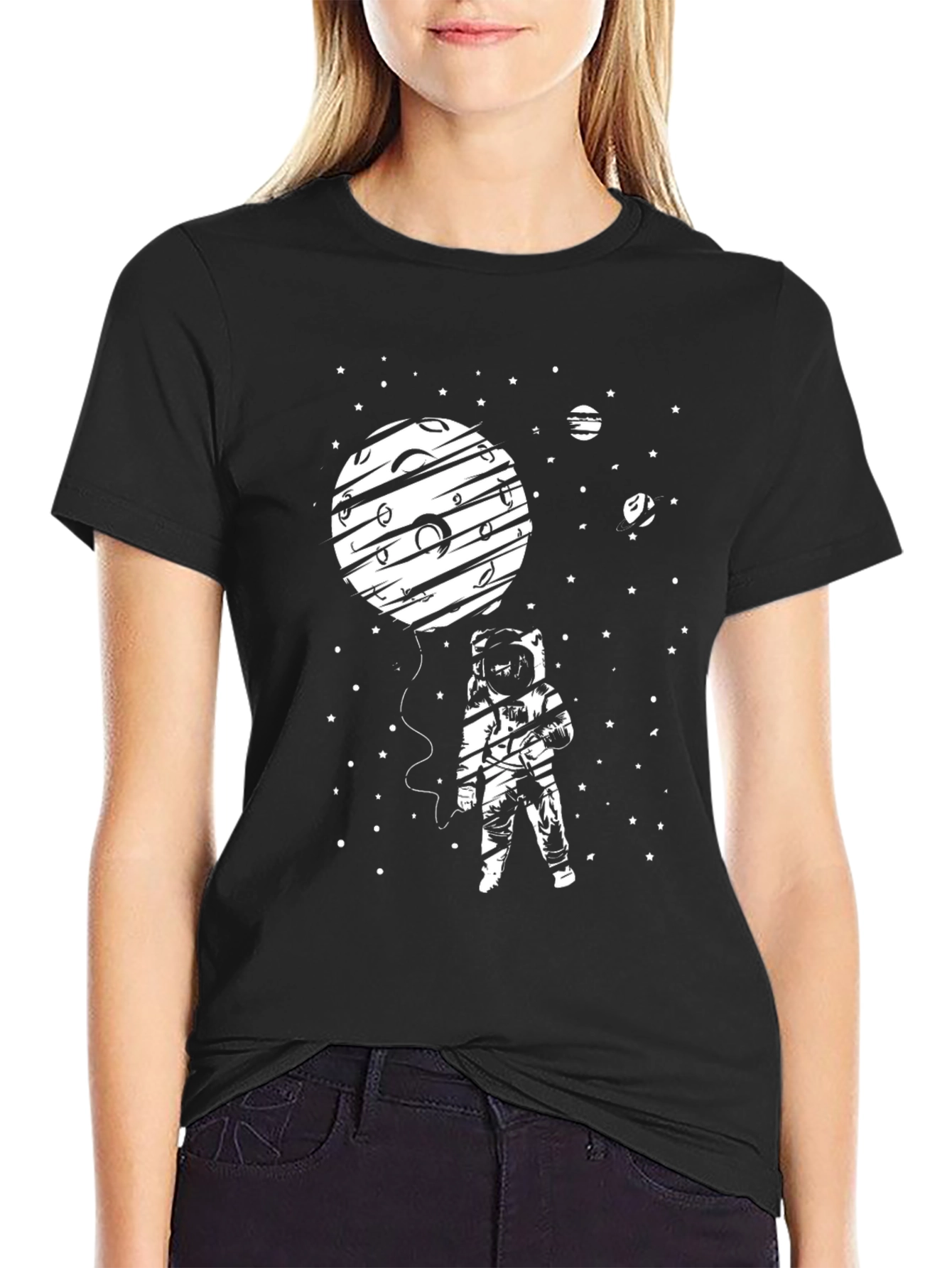 Astronaut Moon Balloon T-Shirt - Space Graphic Tee
