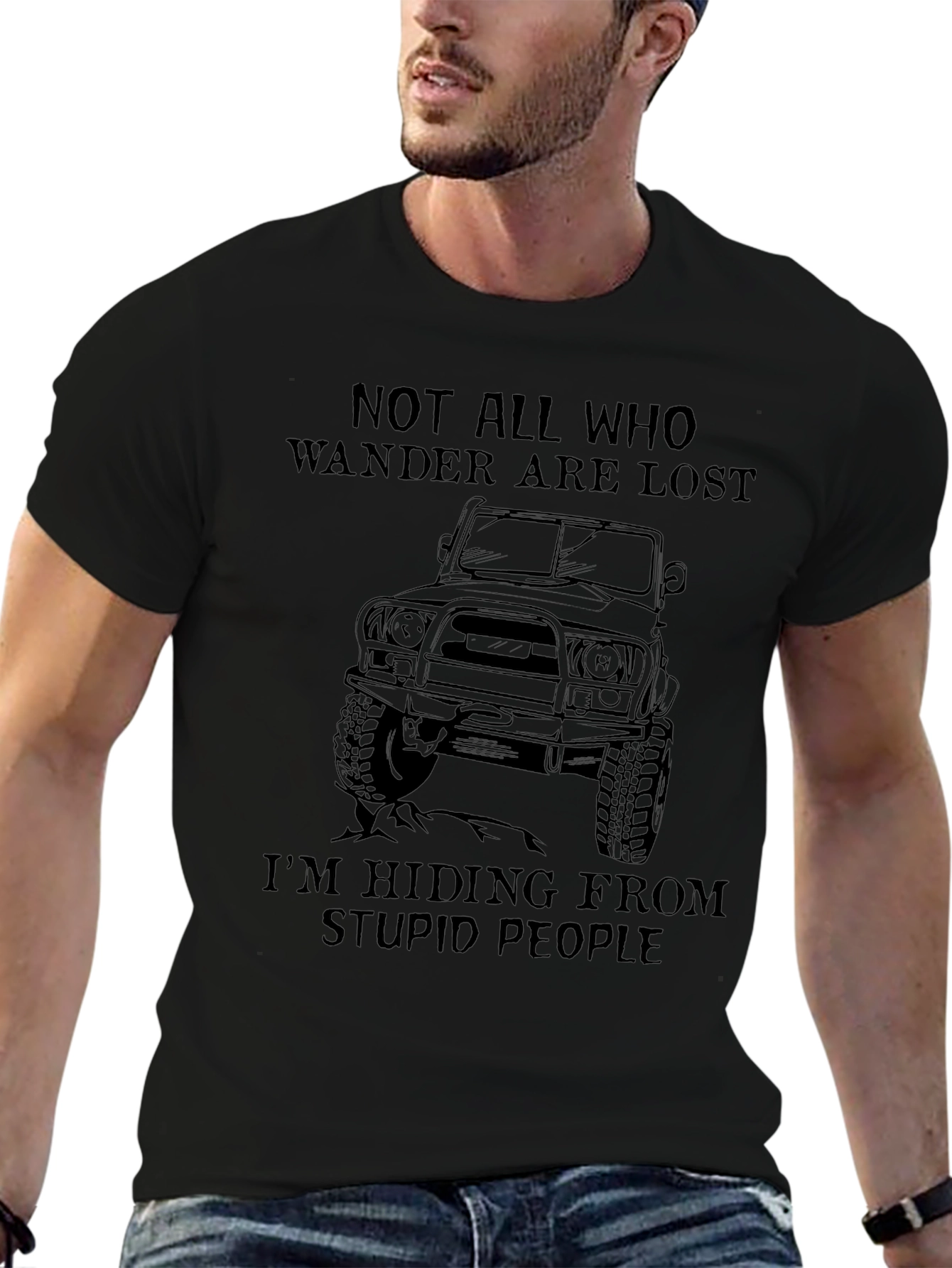 Wander Are Lost Black Graphic Tee